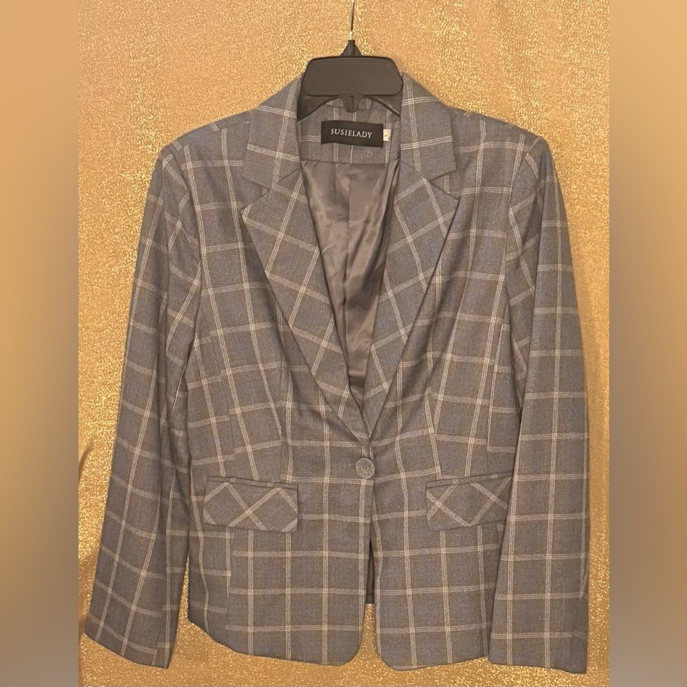 Gray Plaid Blazer